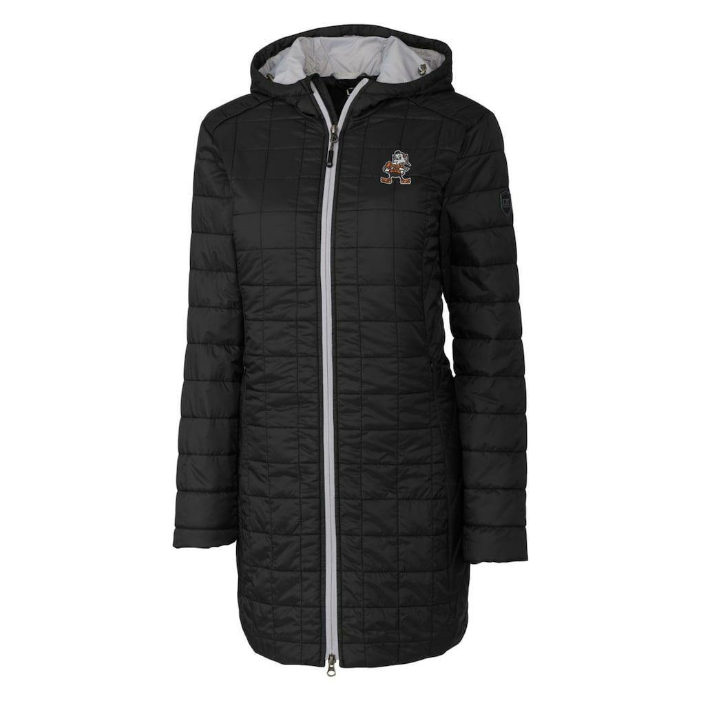 Cleveland Browns Cutter & Buck Women's Throwback Logo Rainier Primaloft Eco Full-Zip Hoodie Long Coat - Black sale