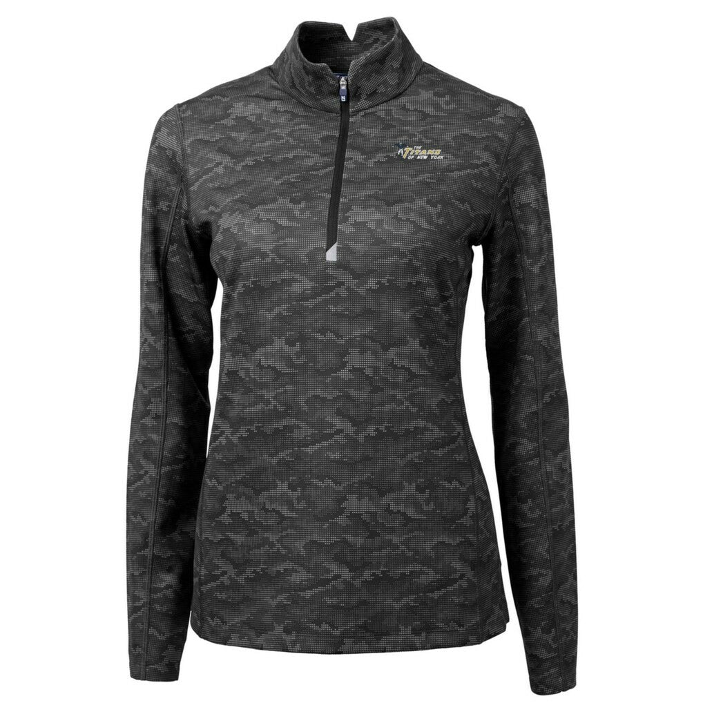 New York Jets Cutter & Buck Women's Throwback Logo Traverse Camo Quarter-Zip Pullover Top - Black cheap