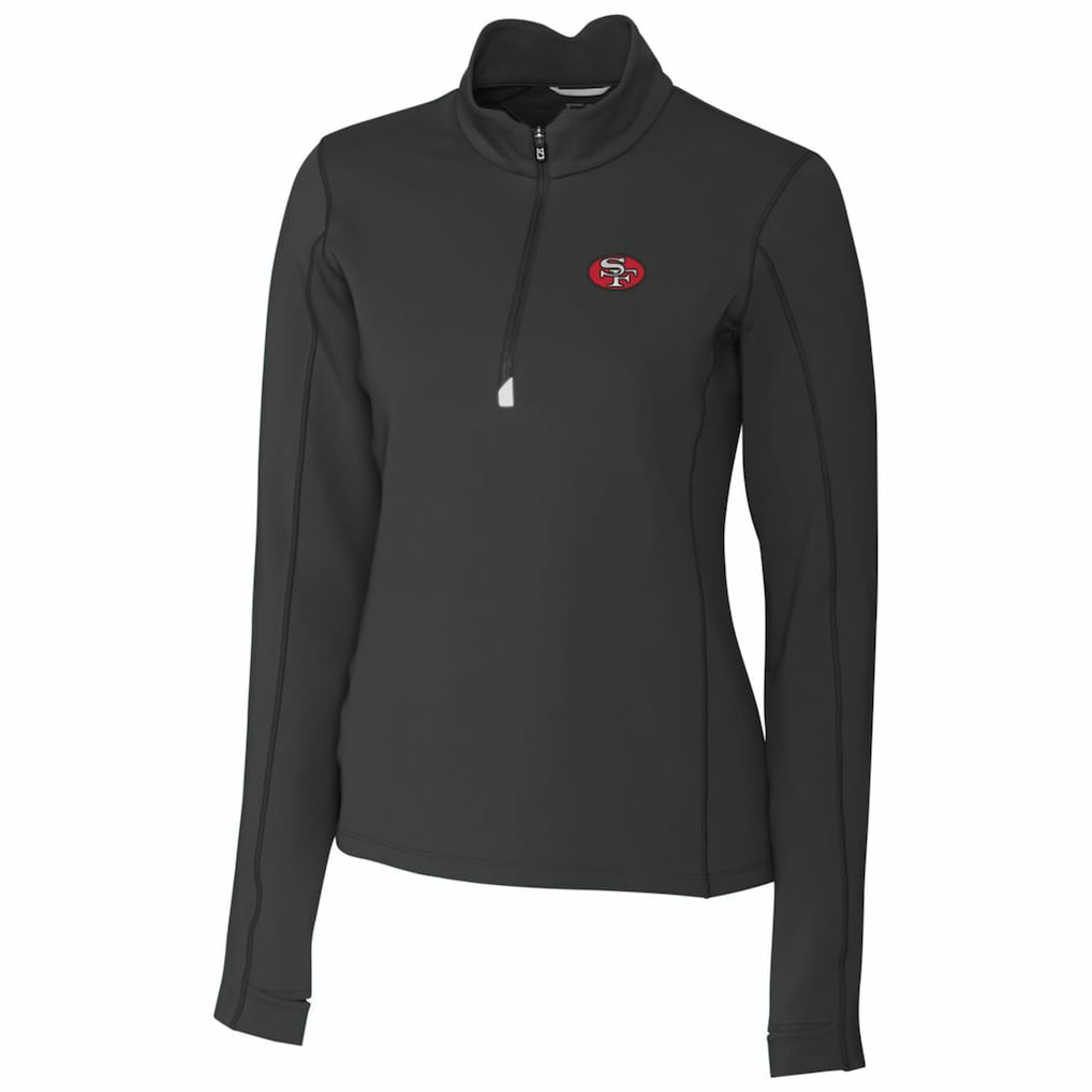 San Francisco 49ers Cutter & Buck Women's Throwback Logo Traverse Stretch Quarter-Zip Pullover Top - Black for sale