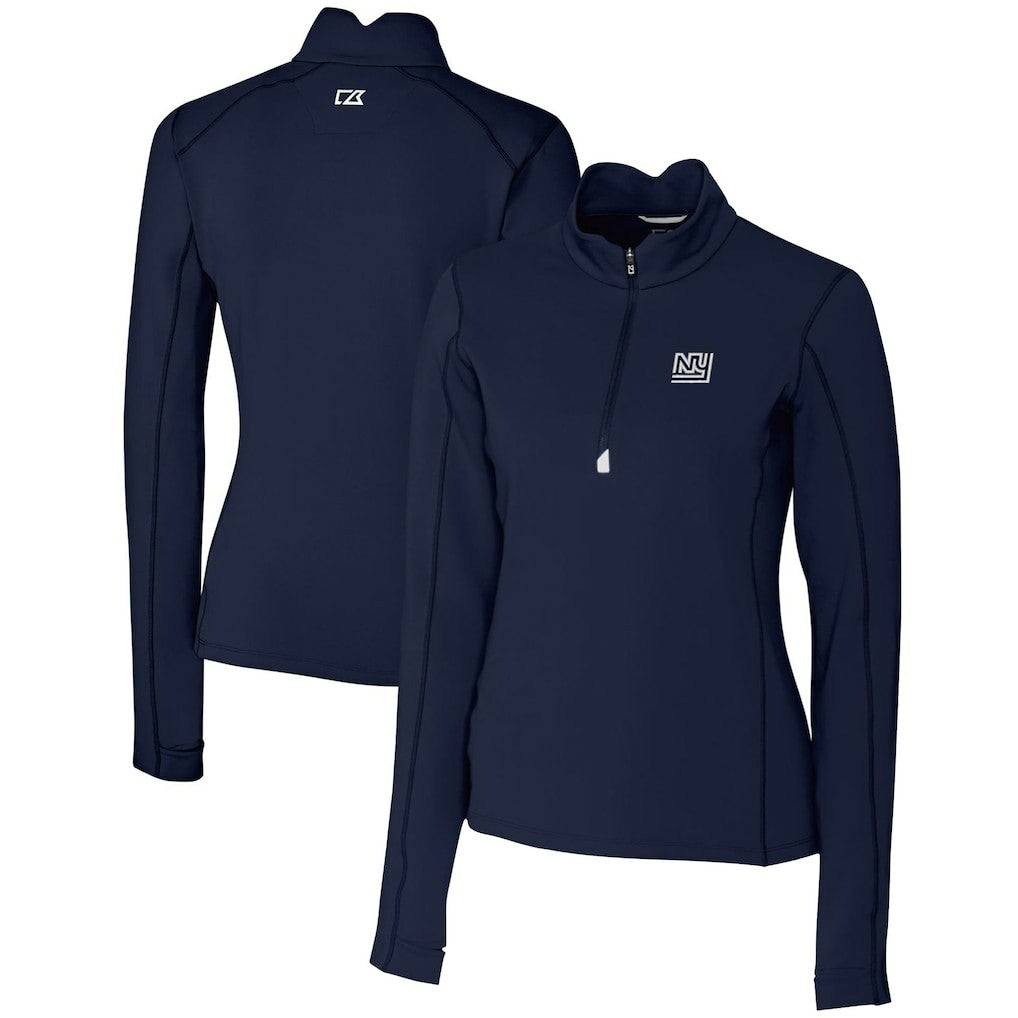 New York Giants Cutter & Buck Women's Throwback Logo Traverse Stretch Quarter-Zip Pullover Top - Navy for sale