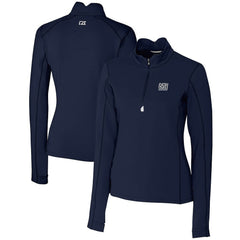 New York Giants Cutter & Buck Women's Throwback Logo Traverse Stretch Quarter-Zip Pullover Top - Navy for sale