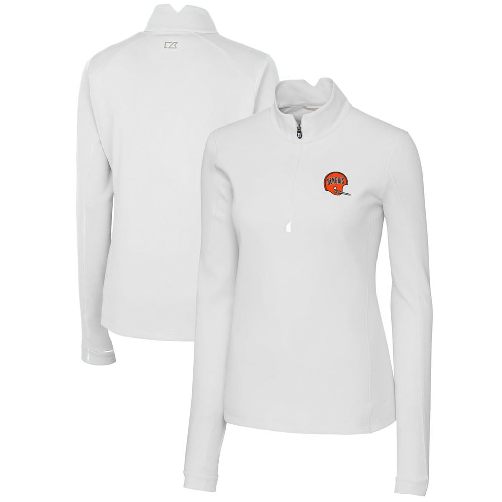 Cincinnati Bengals Cutter & Buck Women's Throwback Logo Traverse Stretch Quarter-Zip Pullover Top - White sale