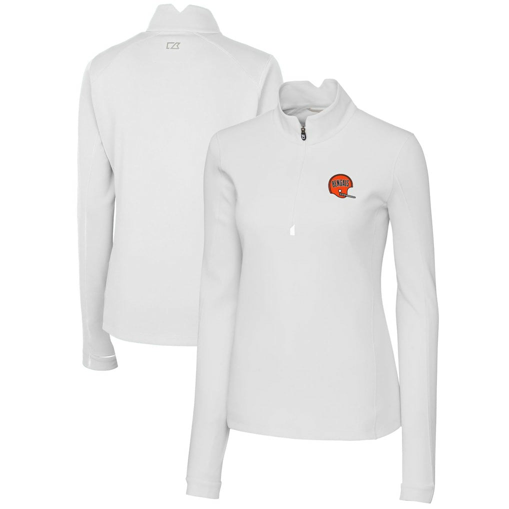Cincinnati Bengals Cutter & Buck Women's Throwback Logo Traverse Stretch Quarter-Zip Pullover Top - White sale