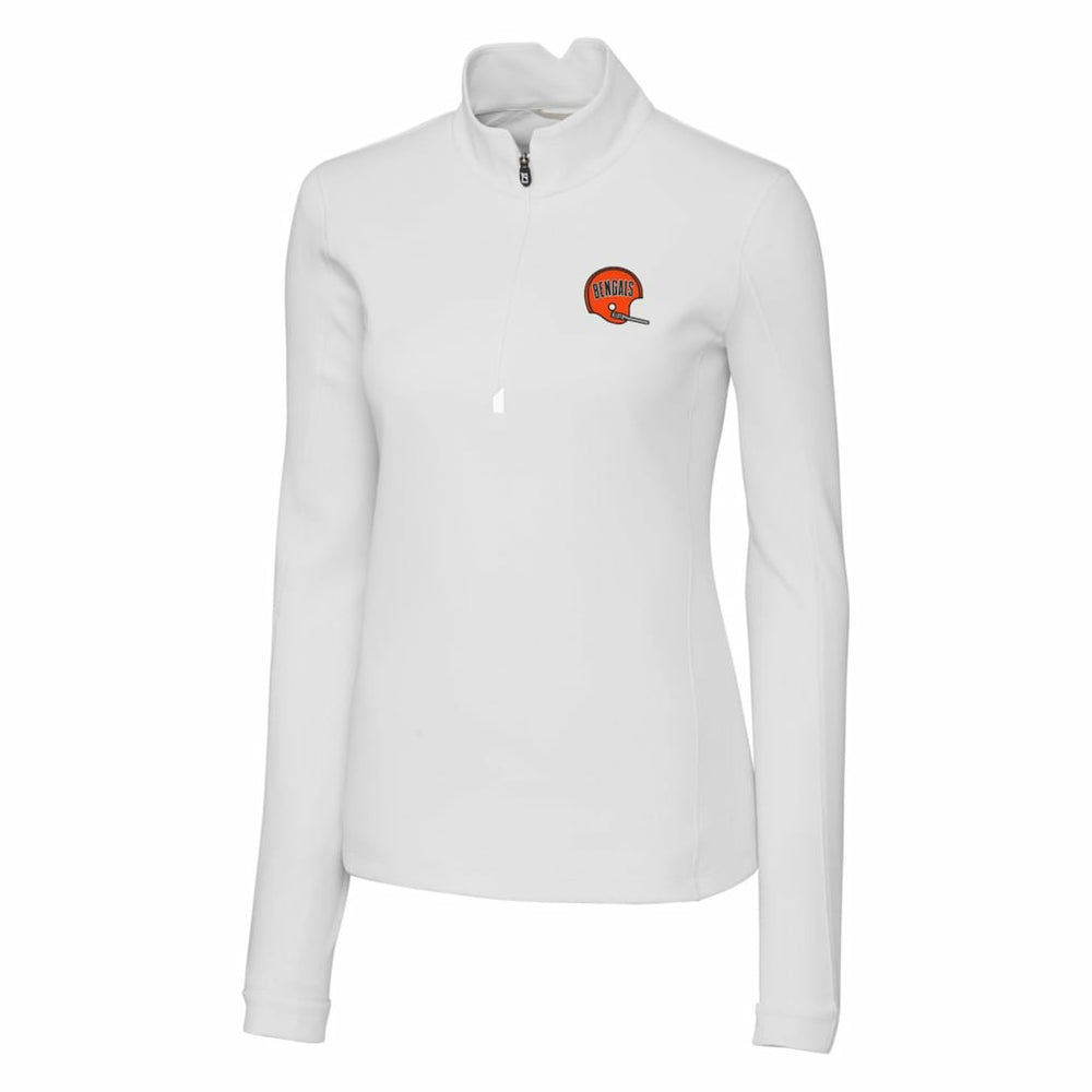 Cincinnati Bengals Cutter & Buck Women's Throwback Logo Traverse Stretch Quarter-Zip Pullover Top - White sale