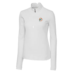 Miami Dolphins Cutter & Buck Women's Throwback Logo Traverse Stretch Quarter-Zip Pullover Top - White for sale
