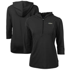 New York Jets Cutter & Buck Women's Throwback Logo Virtue Eco Pique 3/4 Sleeve Half-Zip Pullover Hoodie - Black outlet