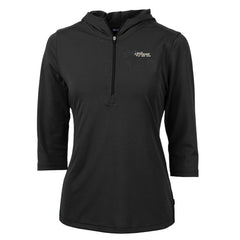 New York Jets Cutter & Buck Women's Throwback Logo Virtue Eco Pique 3/4 Sleeve Half-Zip Pullover Hoodie - Black outlet