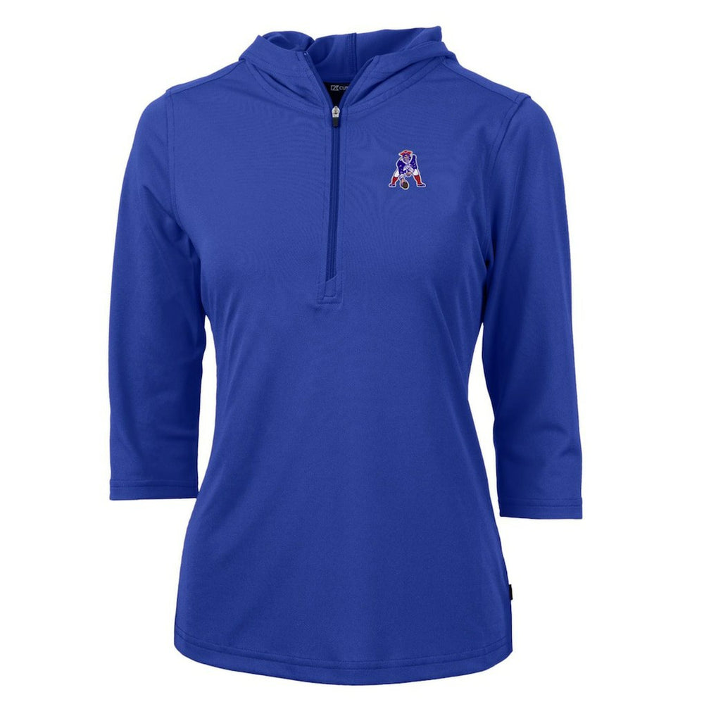 New England Patriots Cutter & Buck Women's Throwback Logo Virtue Eco Pique 3/4 Sleeve Half-Zip Pullover Hoodie - Royal cheap