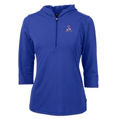 New England Patriots Cutter & Buck Women's Throwback Logo Virtue Eco Pique 3/4 Sleeve Half-Zip Pullover Hoodie - Royal cheap