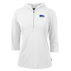 Seattle Seahawks Cutter & Buck Women's Throwback Logo Virtue Eco Pique 3/4 Sleeve Half-Zip Pullover Hoodie - White sale