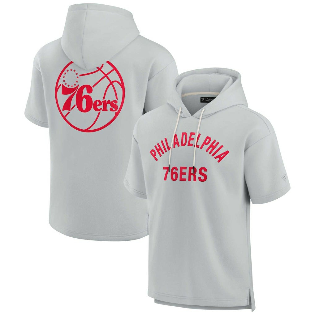 Philadelphia 76ers Unisex Elements Super Soft Fleece Short Sleeve Pullover Hoodie - Gray for sale