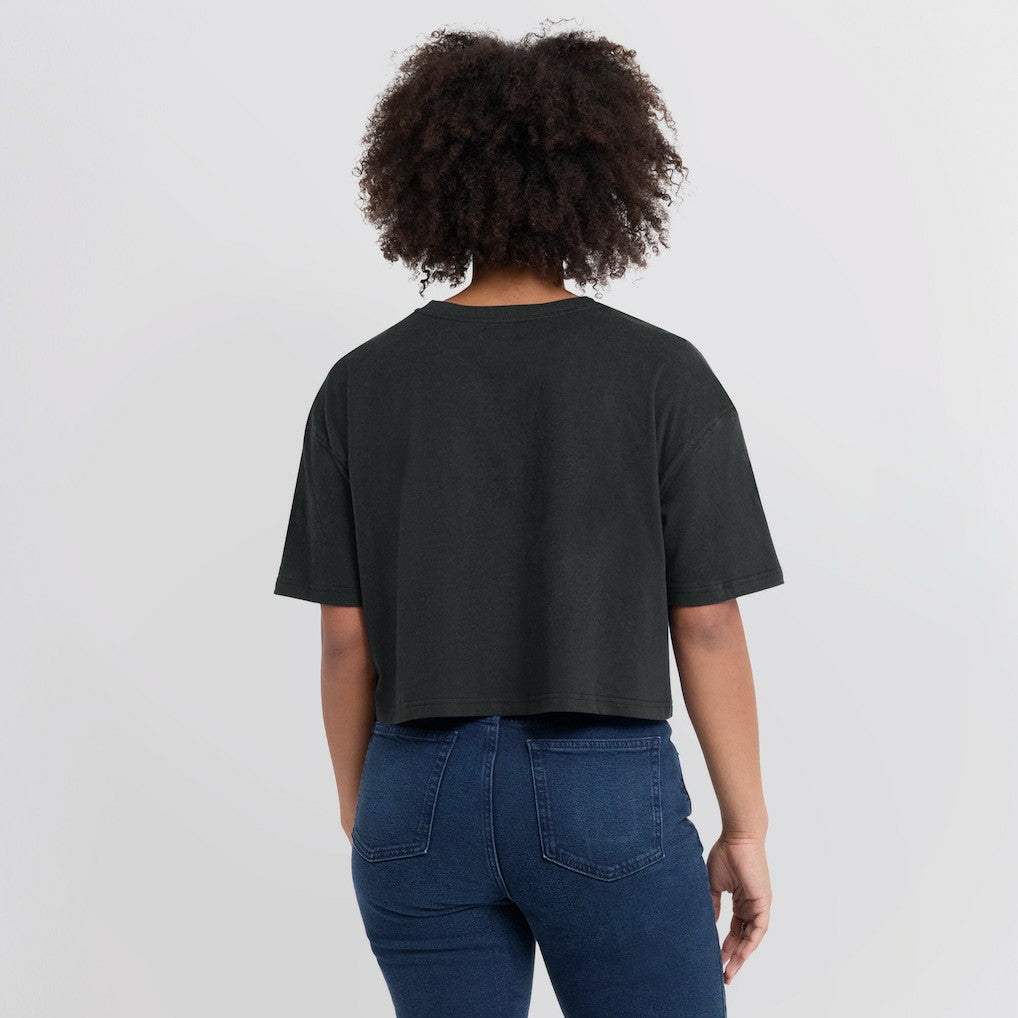 Philadelphia 76ers Women's Elements Super Soft Boxy Cropped T-Shirt - Black on sale