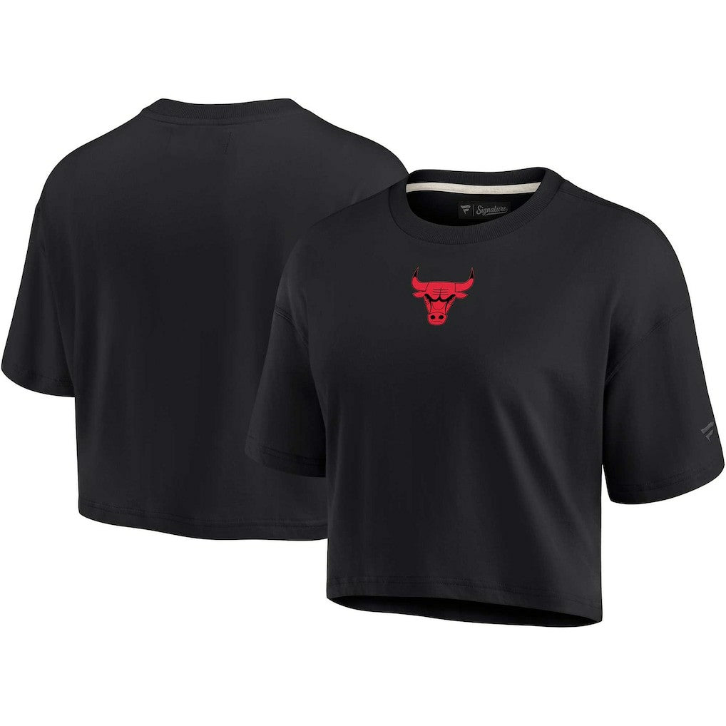 Chicago Bulls Women's Elements Super Soft Boxy Cropped T-Shirt sale - Black for sale