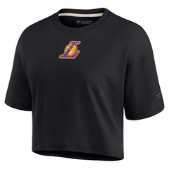 Los Angeles Lakers Women's Elements Super Soft Boxy Cropped T-Shirt - Black on sale