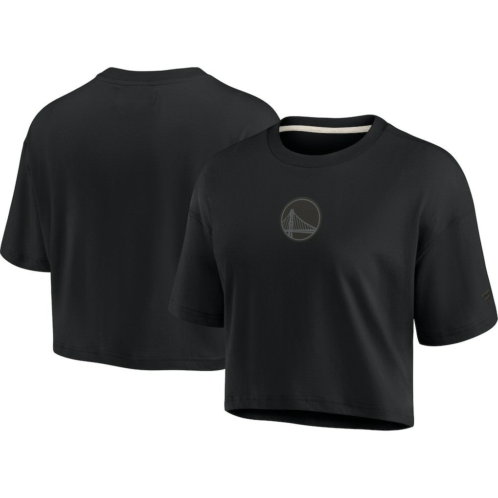 Golden State Warriors Women's Elements Super Soft Boxy Cropped T-Shirt sale - Black outlet