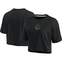 Golden State Warriors Women's Elements Super Soft Boxy Cropped T-Shirt sale - Black outlet