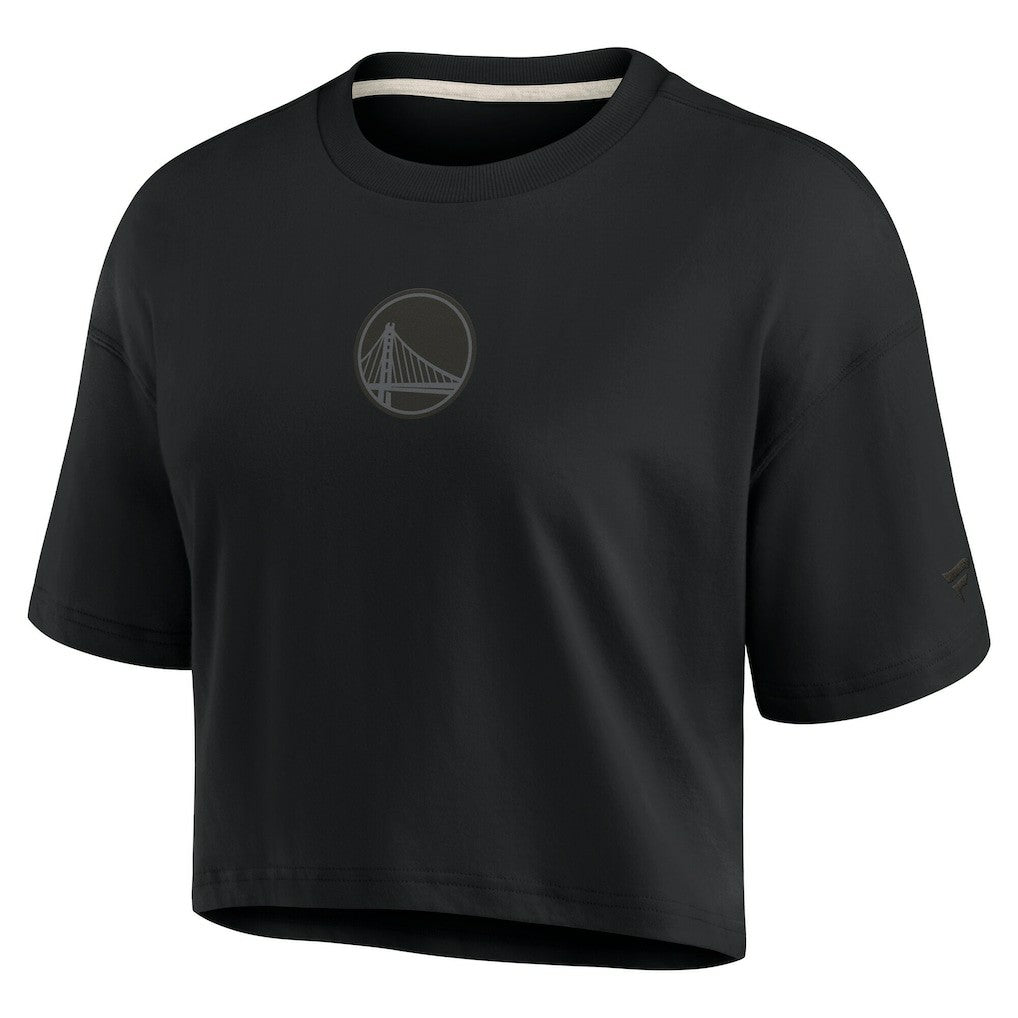 Golden State Warriors Women's Elements Super Soft Boxy Cropped T-Shirt sale - Black outlet