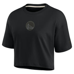 Golden State Warriors Women's Elements Super Soft Boxy Cropped T-Shirt sale - Black outlet
