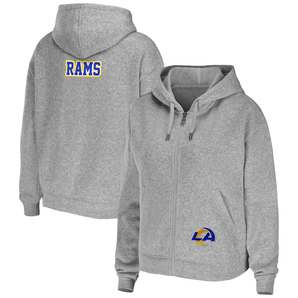 Los Angeles Rams WEAR by Erin Andrews Women's Team Full-Zip Hoodie - Heathered Gray cheap
