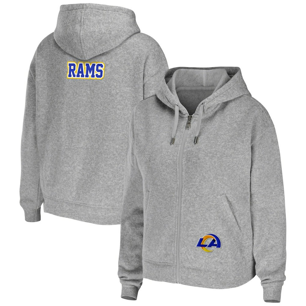 Los Angeles Rams WEAR by Erin Andrews Women's Team Full-Zip Hoodie - Heathered Gray cheap