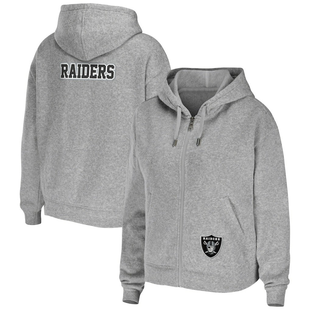 Las Vegas Raiders WEAR by Erin Andrews Women's Team Full-Zip Hoodie - Heathered Gray for sale