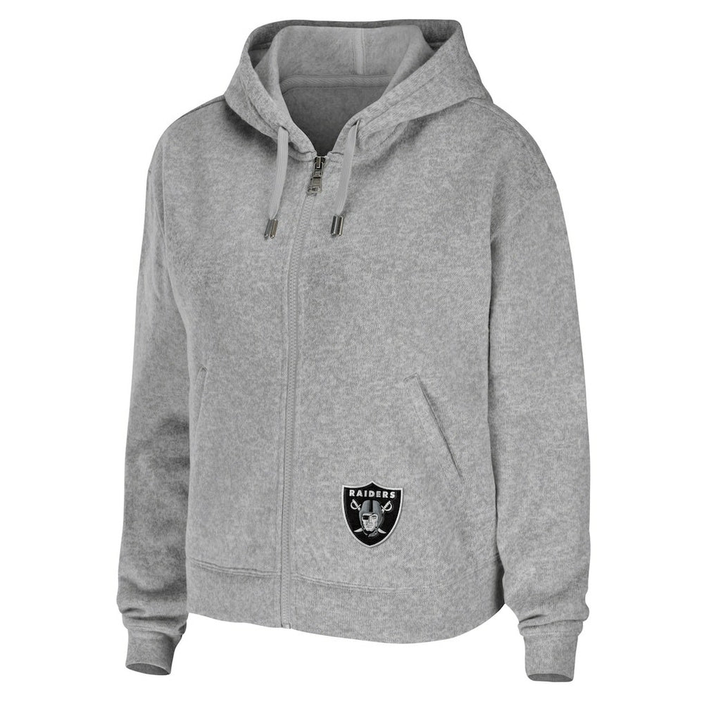 Las Vegas Raiders WEAR by Erin Andrews Women's Team Full-Zip Hoodie - Heathered Gray for sale