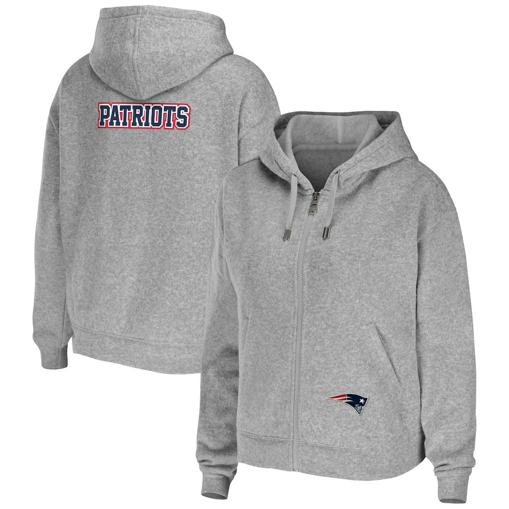 New England Patriots WEAR by Erin Andrews Women's Team Full-Zip Hoodie - Heathered Gray discount