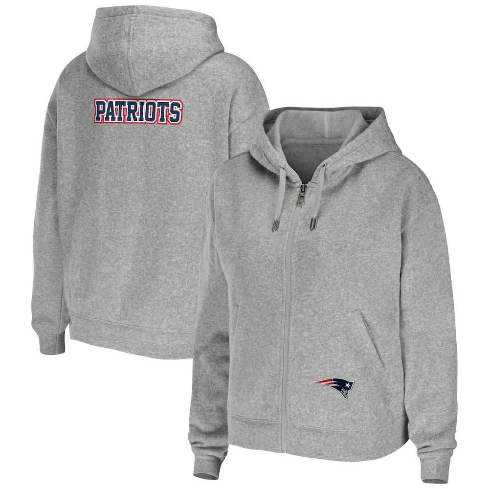 New England Patriots WEAR by Erin Andrews Women's Team Full-Zip Hoodie - Heathered Gray discount
