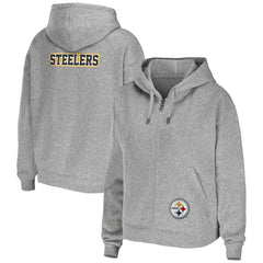 Pittsburgh Steelers WEAR by Erin Andrews Women's Team Full-Zip Hoodie - Heathered Gray for sale