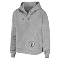 Pittsburgh Steelers WEAR by Erin Andrews Women's Team Full-Zip Hoodie - Heathered Gray for sale