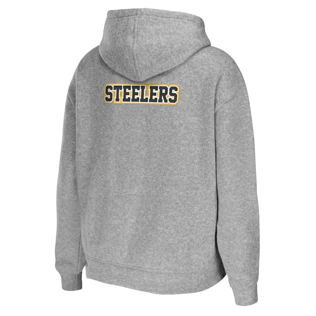 Pittsburgh Steelers WEAR by Erin Andrews Women's Team Full-Zip Hoodie - Heathered Gray for sale