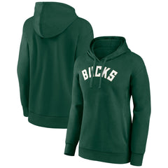 Milwaukee Bucks Women's Wordmark Alt Pullover Hoodie - Hunter Green sale