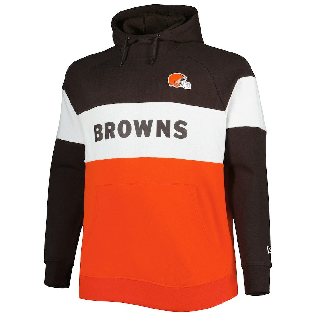 Cleveland Browns New Era Big & Tall Current Colorblock Raglan Fleece Pullover Hoodie - Orange/Brown cheap
