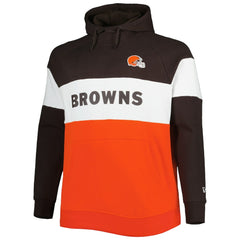 Cleveland Browns New Era Big & Tall Current Colorblock Raglan Fleece Pullover Hoodie - Orange/Brown cheap