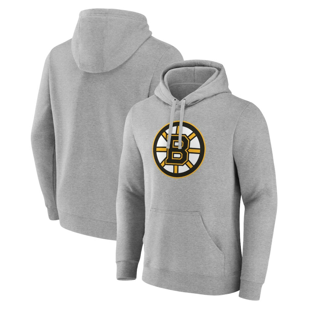 Boston Bruins Fanatics Primary Logo Pullover Hoodie - Heather Gray Hoodies