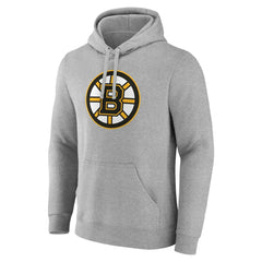 Boston Bruins Fanatics Primary Logo Pullover Hoodie - Heather Gray Hoodies