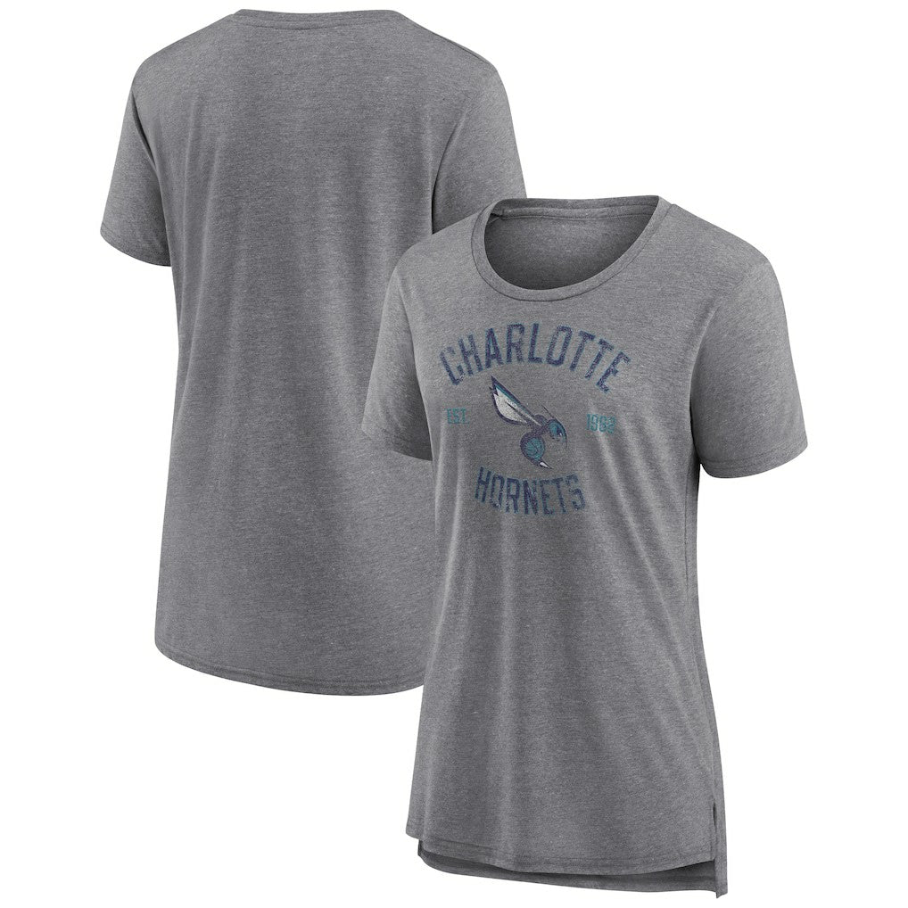 Charlotte Hornets Women's Heritage Tri-Blend T-Shirt - Heather Gray cheap