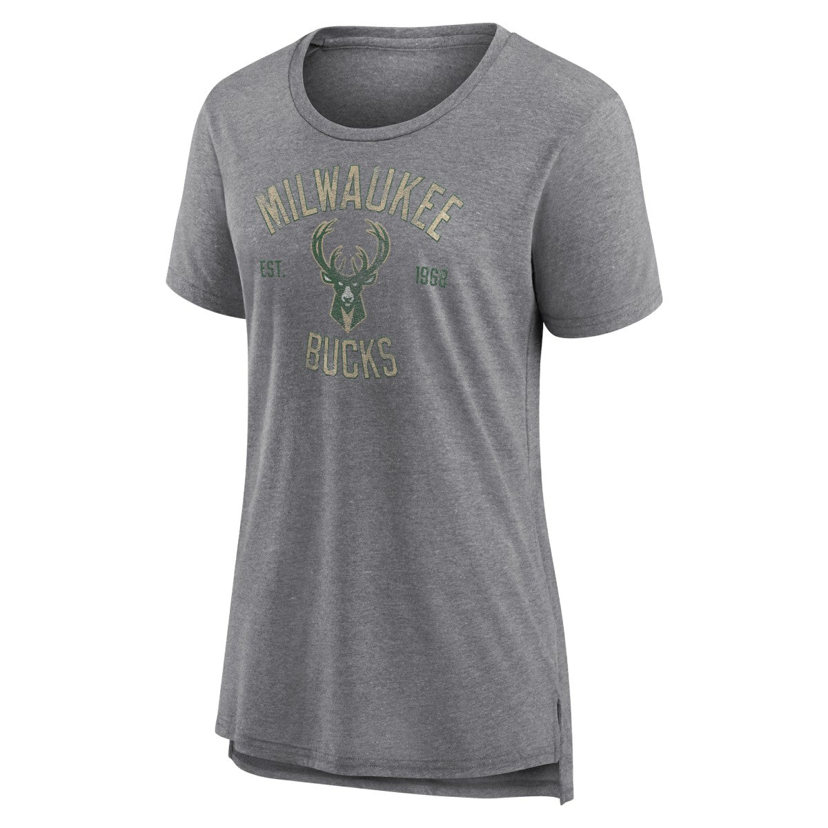 Milwaukee Bucks Women's Heritage Tri-Blend T-Shirt - Heather Gray on sale