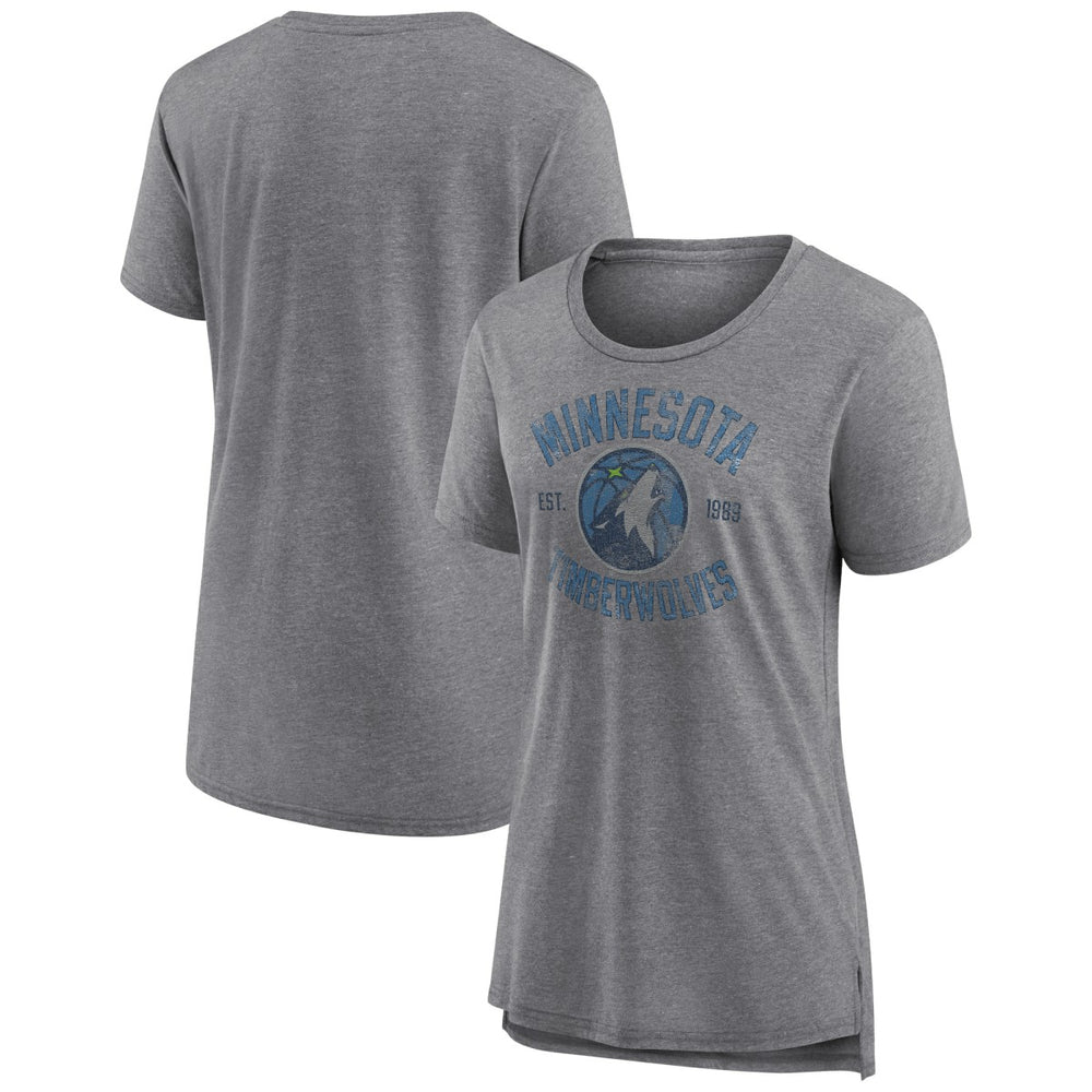 Minnesota Timberwolves Women's Heritage Tri-Blend T-Shirt - Heather Gray discount