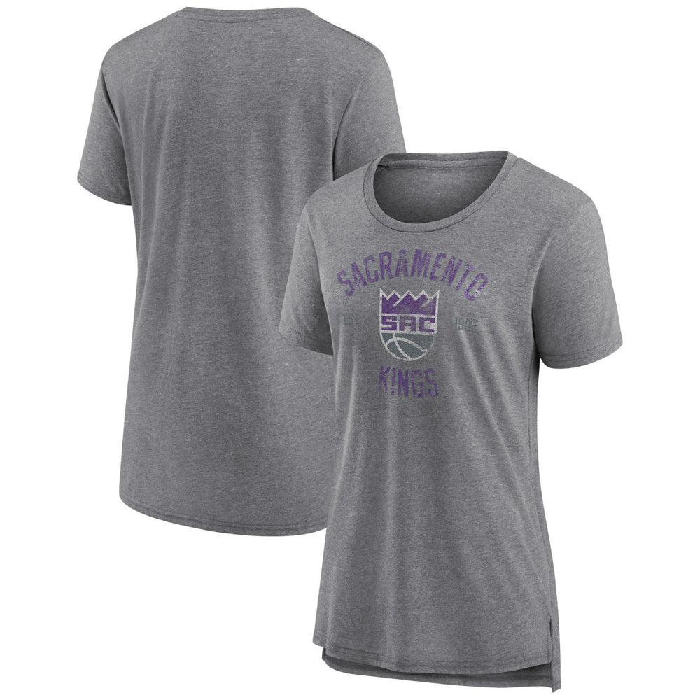 Sacramento Kings Women's Heritage Tri-Blend T-Shirt - Heather Gray discount