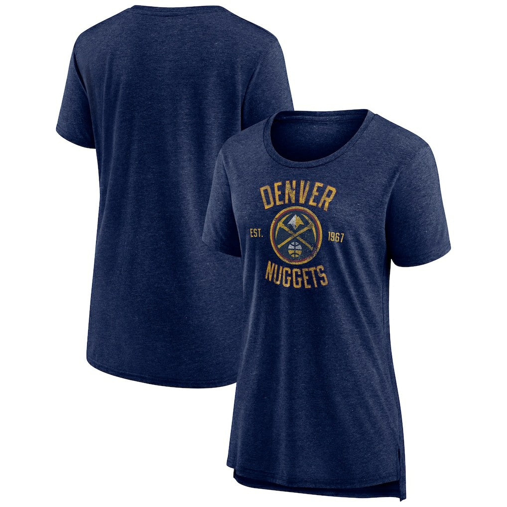 Denver Nuggets Women's Heritage Tri-Blend T-Shirt sale - Heather Navy online