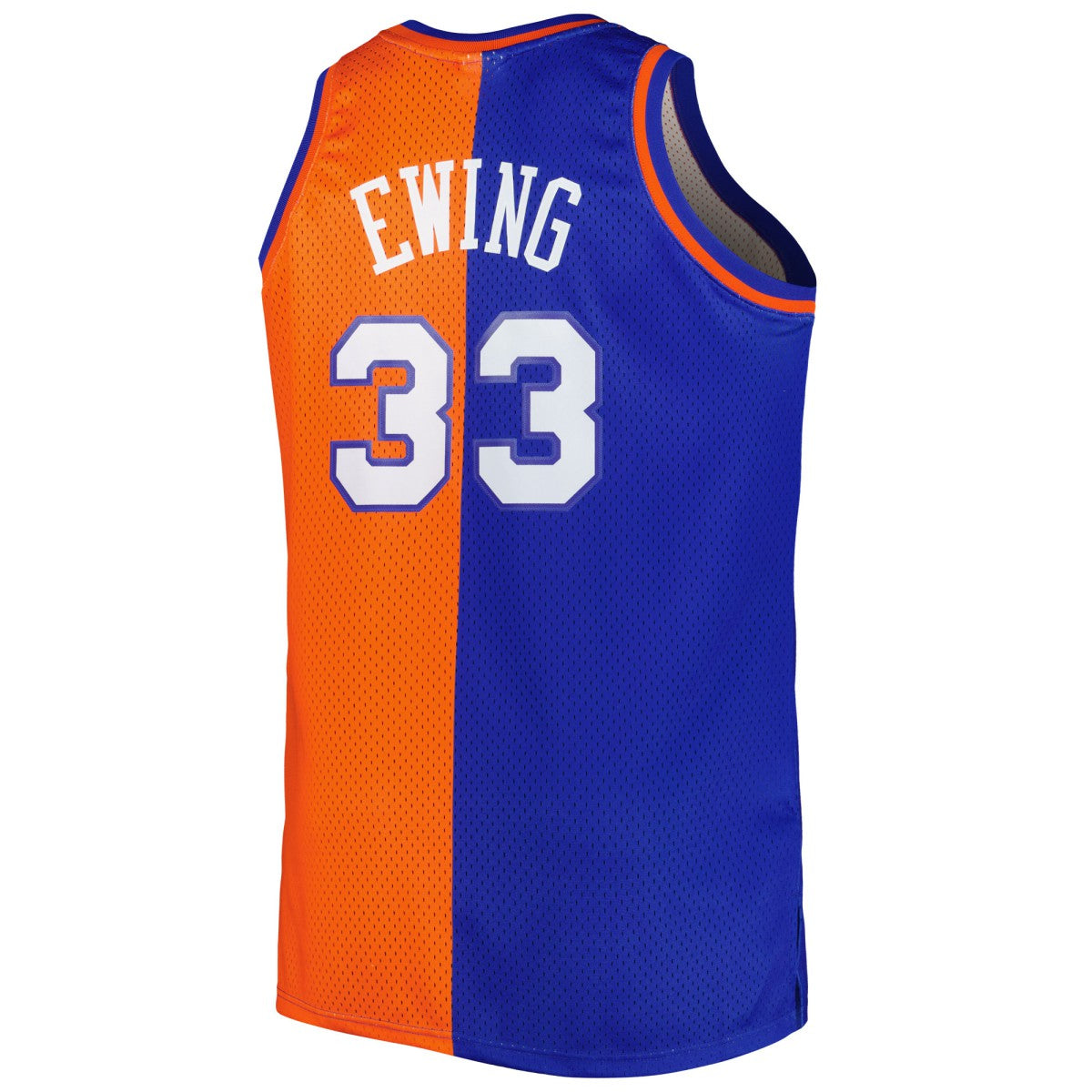Patrick Ewing New York Knicks Big & Tall Hardwood Classics 1991/92 Split Swingman Jersey - Blue/Orange for sale