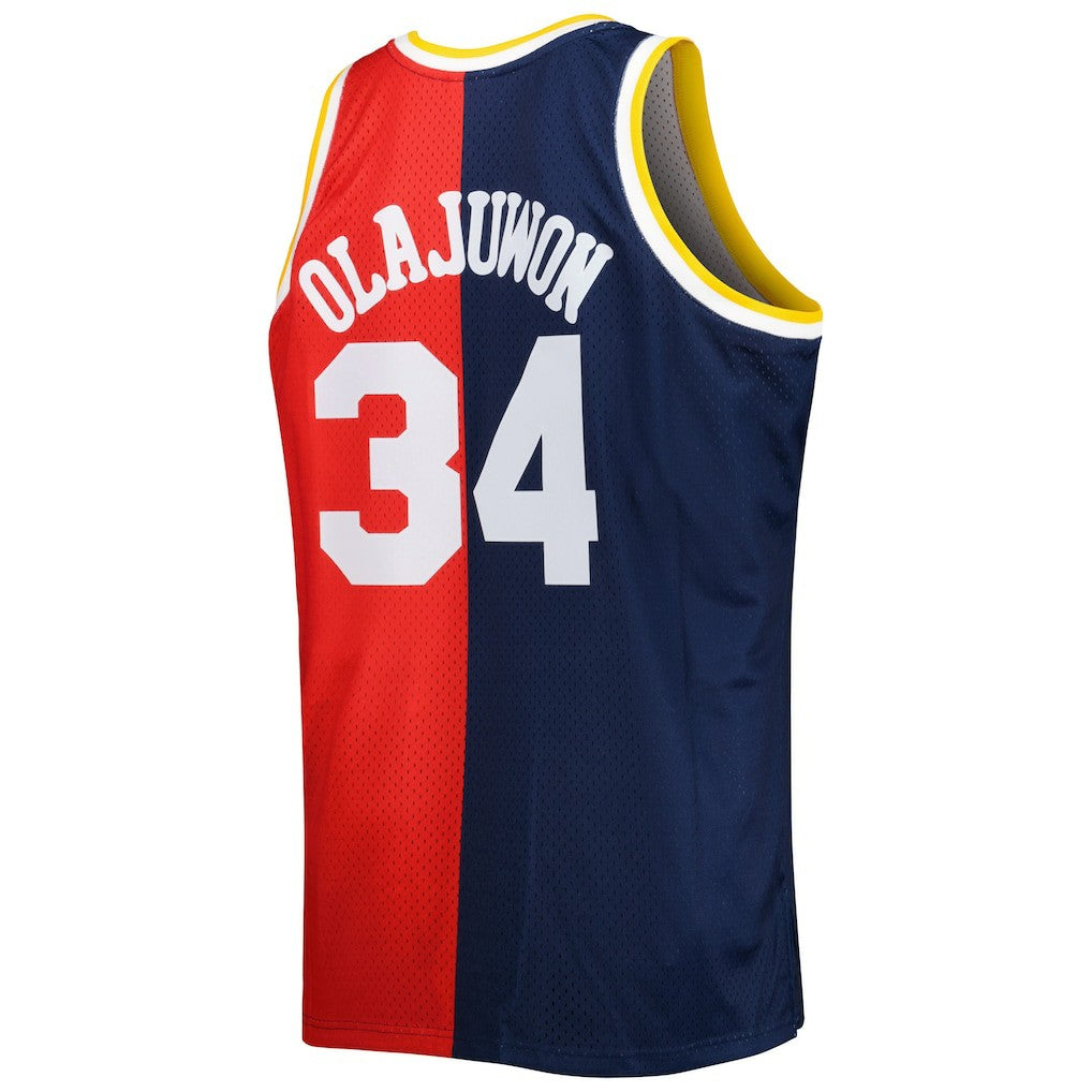 Hakeem Olajuwon Houston Rockets Big & Tall Hardwood Classics 1993/94 Split Swingman Jersey - Navy/Red shop