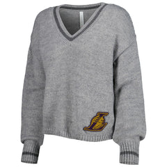 Los Angeles Lakers Lusso Women's Scarletts Lantern Sleeve Tri-Blend V-Neck Pullover Sweater - Gray shop
