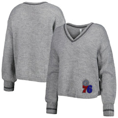 Philadelphia 76ers Lusso Women's Scarletts Lantern Sleeve Tri-Blend V-Neck Pullover Sweater - Gray for sale