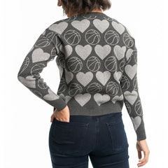 Brooklyn Nets Lusso Women's Basketball Love Swarovski Crystal Intarsia Pullover Sweater - Charcoal on sale