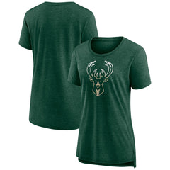 Milwaukee Bucks Women's Gradient Logo Tri-Blend T-Shirt - Heather Hunter Green sale