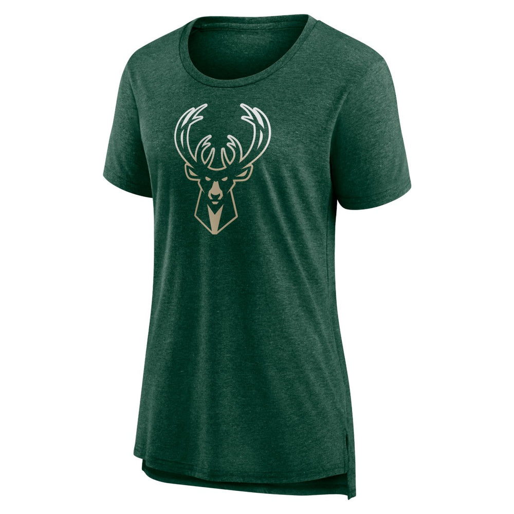Milwaukee Bucks Women's Gradient Logo Tri-Blend T-Shirt - Heather Hunter Green sale