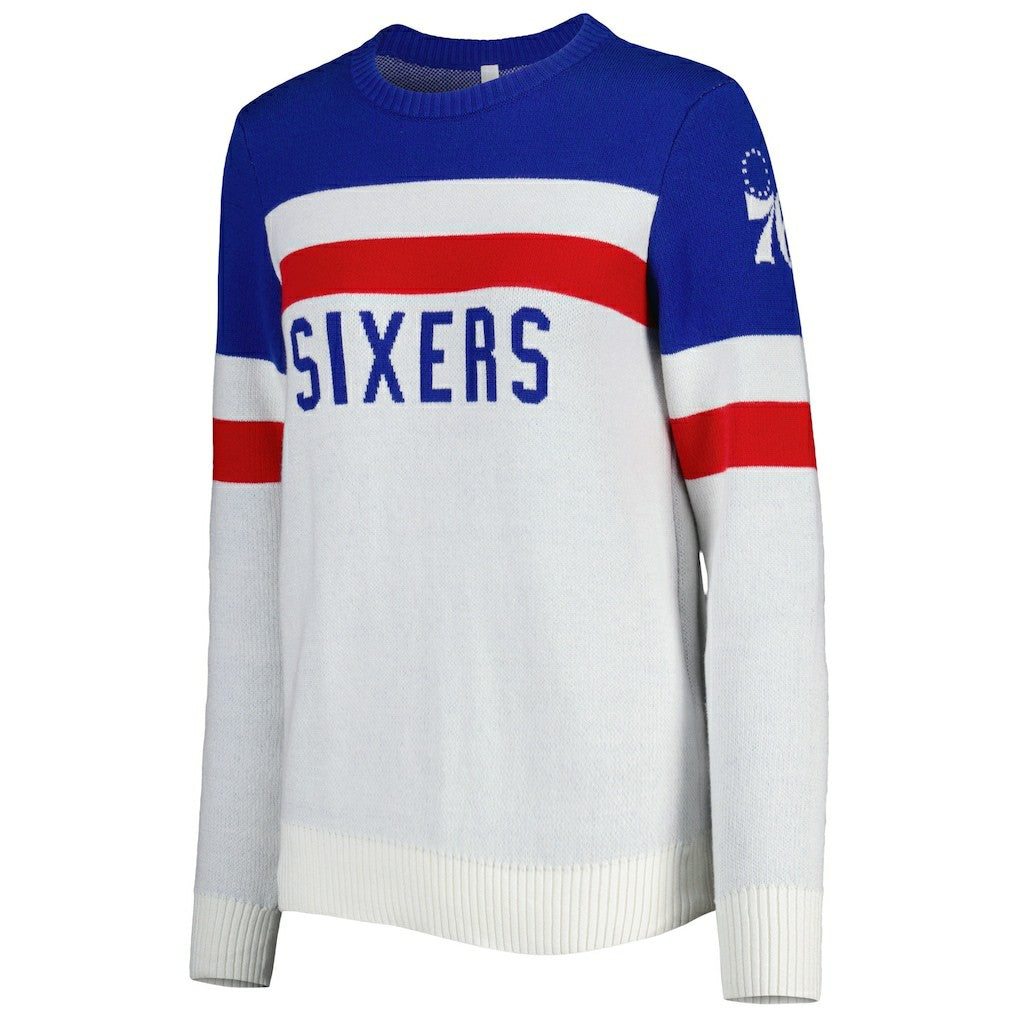 Philadelphia 76ers Lusso Women's Dominique Pullover Sweater - Royal/Cream for sale