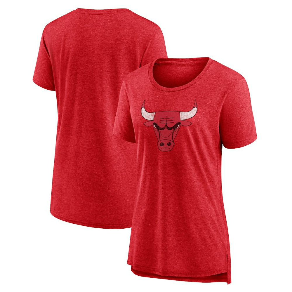 Chicago Bulls Women's Distressed Logo Tri-Blend T-Shirt sale - Heather Red online